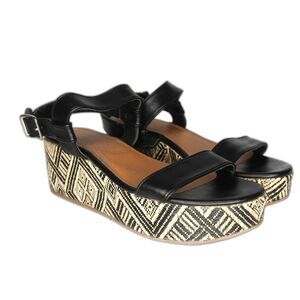 DV‎ Dolce Vita Brynn Sandals Size 9 Woven Raffia Black Platform Wedge Sandals